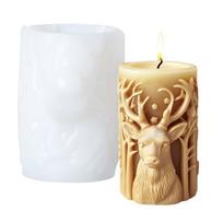 Christmas Embossed Silicone Candle Molds for Epoxy Resin Cylinder Silicone Candle Molds for Candle Soap Home Decoration 2 beige