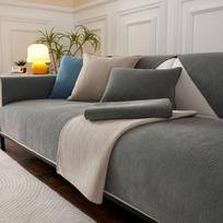 Herringbone Pattern Chenille All-season Universal Anti Slip and Anti Cat Scratch Sofa Cover Cloth Towel 70x70cm pilka spalva