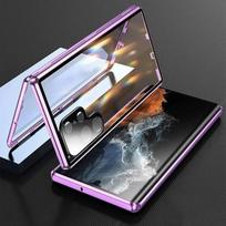 Magnetinis dvipusis grūdinto stiklo dėklas, skirtas iPhone 13 Pro Max 12Pro 12 11 viso objektyvo apsauginis metalinis buferio apverčiamas dangtelis for iPhone 12 Pro violetinė