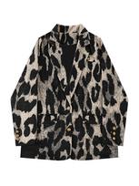 Leopard Print Coat Women Autumn Winter Korean Style Niche Design Loose Suit Jacket Casual Vintage Temperament Blazer S