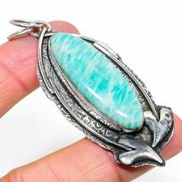 Natural Amazonite Gemstone Handmade 925 Sterling Silver Pendant 2.99  u8Z06