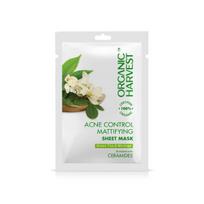 Acne Mattifying Sheet Mask Green Tea & Moringa (20 g), Acne Control Mattifying Sheet Mask Green Tea & Moringa, Organic Harvest white