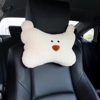 Cute bear headrest neck pillow for car seat interior support. black