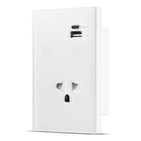 2.4 GHz WiFi sieninis jutiklinis šviesos jungiklis su C tipo USB maitinimo lizdu. Reikalingas nulinis laidas. Dvipusis. 1 Way US Plug balta