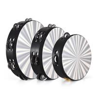 3 vnt. Tamburinas suaugusiems Malonus skambėjimo garsas Rankomis sukamas skambutis Medinis Spalvotas 3 Pack gray