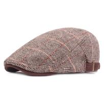 Men's duckbill hat herringbone nylon beret autumn winter woolen hat progressive hat artistic youth hat one size chaki