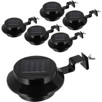 Latakų apšvietimas - 6 saulės lempų rinkinys - Plastikas - 12x6x12 cm - Saulės energija - Juoda