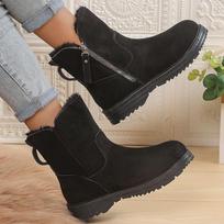 Fur Women Flats Platform Snow Ankle Boots Suede Causal Shoes  Winter New Fashion Warm Sneakers Cozy Gladiator Botas Mujer 35