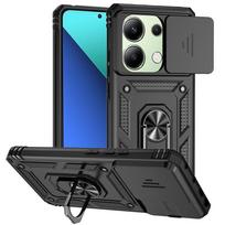 For Xiaomi Poco M6 Pro 4G Case Armor Slide Camera Protect Funda for PocoM6Pro Poko Little M 6 Pro M6Pro Magnet Holder Ring Cover For Poco M6 Pro 4G rožinio aukso spalvos