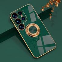Luxury Plating Ring Holder Stand Case For Samsung Galaxy S23 S22 S21 S20 FE Note 20 10 9 Pro Plus Ultra Soft Silicone Back Cover For S23 Ultra balta