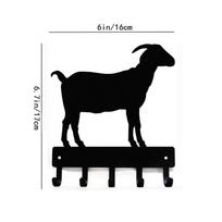 1pc Farm Horned Goat Key Rack - 9 inch/6 inch Wide Metal Wall Art Hook for Wall Iron Art Coat Hanger šviesiai pilka spalva