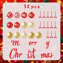 Christmas ball tile decoration door garage Christmas magnet decoration PVC strong soft magnet refrigerator sticker 2-Pack