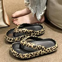 fashion Fashion Leopard Eva Flip Flops for Women Summer 2024 New Clip Toe Platform Slippers Woman Soft Sole Non Slip Beach Slide Sandals 38-39 juoda
