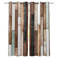 Wooden Planks Multicolor Retro Blackout Curtains for Children Kids Home Decor Bedroom Living Room High Shading Window Curtains W135 x H60cm