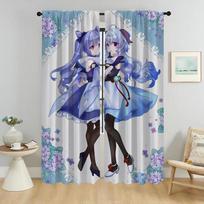 Genshin Impact Blackout Curtains for Camera Modern Living Room Curtains 2 Pieces Window Curtain Shades Tulle for Bedroom Kitchen W50xH70cmx2pcs