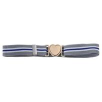 Unisex Belt Contrast Color Banded Metallic Heart Buckle Lightweight Waistband Adjustable Elastic Band pilka