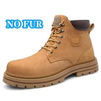 Fashion Warm Plush Fur Winter Botas High Top Mens Suede Leather Motorcycle Boots Non-Slip Lace-Up Outdoor Shoes New Arrival Basic Boots 38