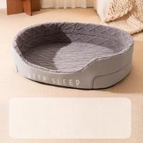 Deep Sleep Dog Kennel Dog Autumn and Winter Warm Sponge Cat Kennel Open Medium and Large Dog Bed Pet Kennel Mat S:47*35*17cm gray