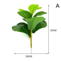Artificial Ficus Tree Branch Fake Green Plants Palm Leafs Tropical Shrub Faux Rubber Tree For Home Wedding Courtyard Decora W6Y4 green