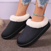 Fashion New Winter Snow Boots Fashion Fur  Women's Ankle Boots PU Leather Shoes Outdoor Mid-leg Boots Women's Fashion 36 juoda