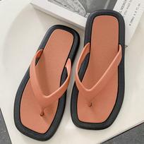 Fashion Ladies' New Style Slippers Flat Bottom Flip-flops Outer Wear Soft Bottom Beach Leisure Thick Bottom Flip-flop Sandals 40-41 pilka