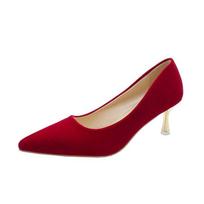 Madingi raudoni vestuviniai aukštakulniai moterims 6 cm stiletto smailus priekis Nude siurbliai Blizgus padadas Moteriški naktinio klubo, išleistuvių, vakarėlių batai 35 beige