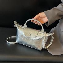 High Quality Pattern Bright Silver Versatile Dumpling Buns  Hot Selling Fashion Casual  Soft Women's Shoulder Bag beige