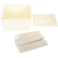 Tofu Press Mold Homemade Soybean Curd Molds Sturdy Plastic Tofu Making Tools Compact Lightweight Perfect Gift for Home 14.00X10.50X9.50CM smėlis