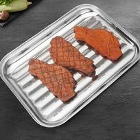 Stainless Steel Grill Pan Barbecue Tray Baking Frying Plate Household Tool Wavy Pattern balta