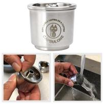 Stainless Steel Refillable Coffee Pod, Reusable Coffee Tamper Hammer Espresso Dosing Machines Cafe Home, Gift gray