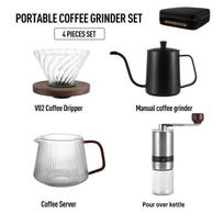 Portable Camping Manual Coffee Grinder Maker filter pot V600 Drip Pour Over Coffee Tea Sets With Travel Box Coffeeware Sets gray