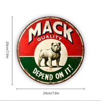 One Piece Vintage Mack Trucks Bulldog Metal Sign (1 Pack, 8 x8 ) - Vintage Wall Art for Home, Room, Restaurant, Bar, Cafe juoda