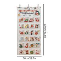 Christmas Advent Calendar Hanging Storage Bag 24 Days Pockets Christmas Decoration For Office Wall Door Bathroom Home Decoration smėlis