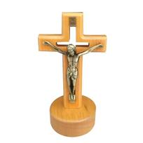 Katalikiškas medinis stalo kryžius su magnetiniu stoveliu, Nukryžiuotojo skulptūra, Religinė krikščioniška dovana, Bažnyčios, namų dekoracijos