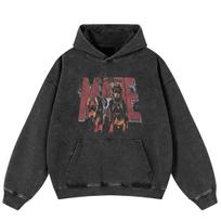 Streetwear Retro Dobermano Grafika Išplautas Juodas Didelio Dydžio Unisex Y2K Džemperis S juoda