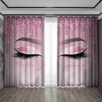 Beautifull Eyes Eyelash Shiny Colorful Window Curtains Blinds For Living Room Kids Bedroom Bathroom Kicthen Door Home Decor2Pcs W65X60H(cm)X2Pcs&Hook