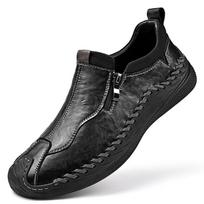 Vyriški Mokasinai Retro Odiniai Batai Vyriški Loaferiai Rankų Darbo Laisvalaikio Odiniai Batai Mokasinai Vyriški Plokščiapadžiai Batai 46 chaki