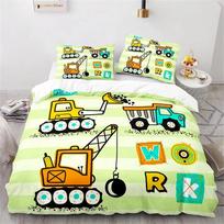 Engineering Vehicle Excavator Duvet Cover Set King Queen Full Size Polyester Bedding Set For Kids Boys Girls Comforter Cover 135x200cm 2pcs