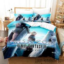 3D Print Game Crisis Core Final Fantasy VII Bedding Set Boys Girls Twin Queen King Size Duvet Cover Pillowcase Bed boys Adult 70x133cm 2pcs gray