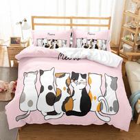 Valentine Cats Romantic Duvet Cover Set UK Single Double Queen US Twin Full King Size Bed Linen Set EU single(135x200cm) beige