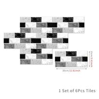 6pcs 15cm*30cm Creative Brick Pattern Tile Stickers Kitchen Greaseproof Stickers Self-adhesive Wall Decoration