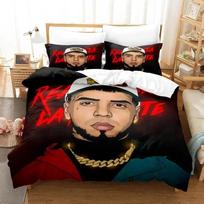 3D Print Anuel Aa Real Hasta La Bedding Set Duvet Cover Bed Set Quilt Cover Pillowcase Comforter king Queen Size Boys Adult EU Single 135x200cm beige