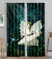 Angel Girls Maiden Cartoon Children Blackout Window Curtain for Living Room Bedroom Bathroom Kicthen Door Cupboard Decor Hooks W50 X H130(CM)X2&Hook