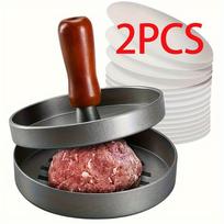 2Pcs/Pack 12CM Burger Press BBQ Cooking Utensils Kitchen Utensils Manual Aluminum Hamburger Meat Press Kitchen Supplies gray