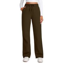 Women's wide-leg sweatpants elastic high-waist drawstring loose casual pants 0XL armijos žalia spalva
