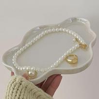 Cloud-shaped ceramic jewelry tray, suitable for women, multi-functional storage,  for storing accessories and small items, ideal for Mother's Day gray