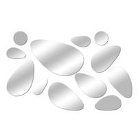 Pebble Shaped Mirror Decal Home Wall Background Living Room Bedroom Decals 1 set