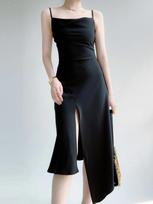 Satin Suspender Dress for Women Summer Sexy Club Party Evening Dress Elegant Fashion Female Clothing White Black S