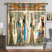 Senovės Egipto Dievai Užuolaidos Prabangus Svetainės Dekoras Senovės Egipto Kultūra Hieroglifai Užuolaidos Miegamojo Langų Dekoras 50W130H(CM)x2&Hook black