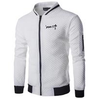 Men Light Weight Zipped Cardigan Sweatshirt Stand Collar Autumn Winter Sweater Tops M balta
